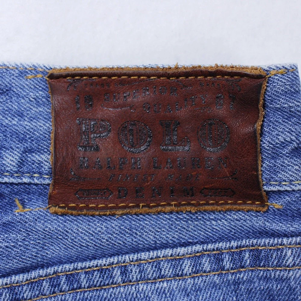 Polo Ralph Lauren 867 Classic Fit Jeans Mens 38x32 Medium Wash Distressed Hem